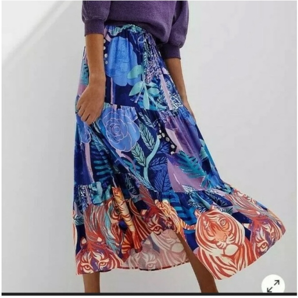 Anthropologie Celicia Pettersson Bea Tiered Maxi Skirt Womens Size 1x